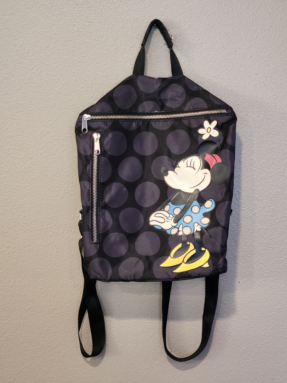 Disney Black Polka Dot Vintage Minnie Mouse Small Zipper Backpack